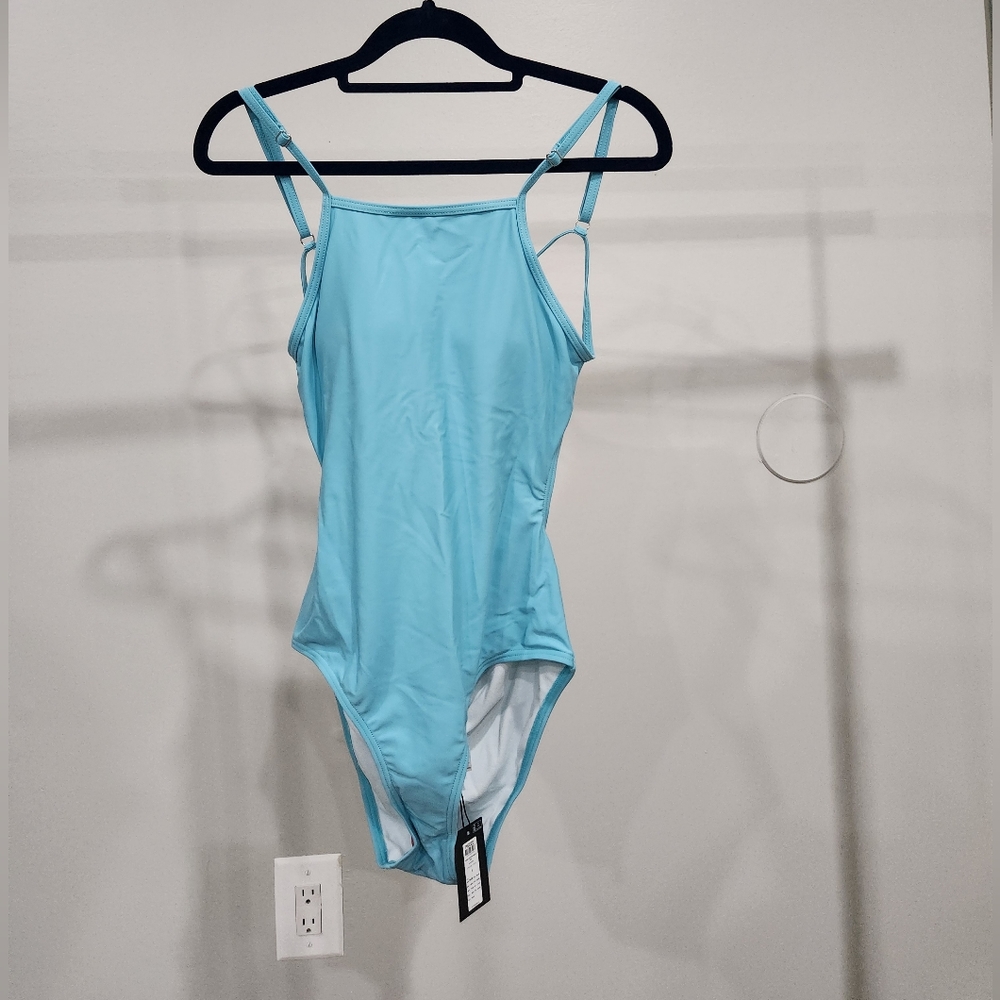 Pieces - Open Back Swimsuit in Turqioise
